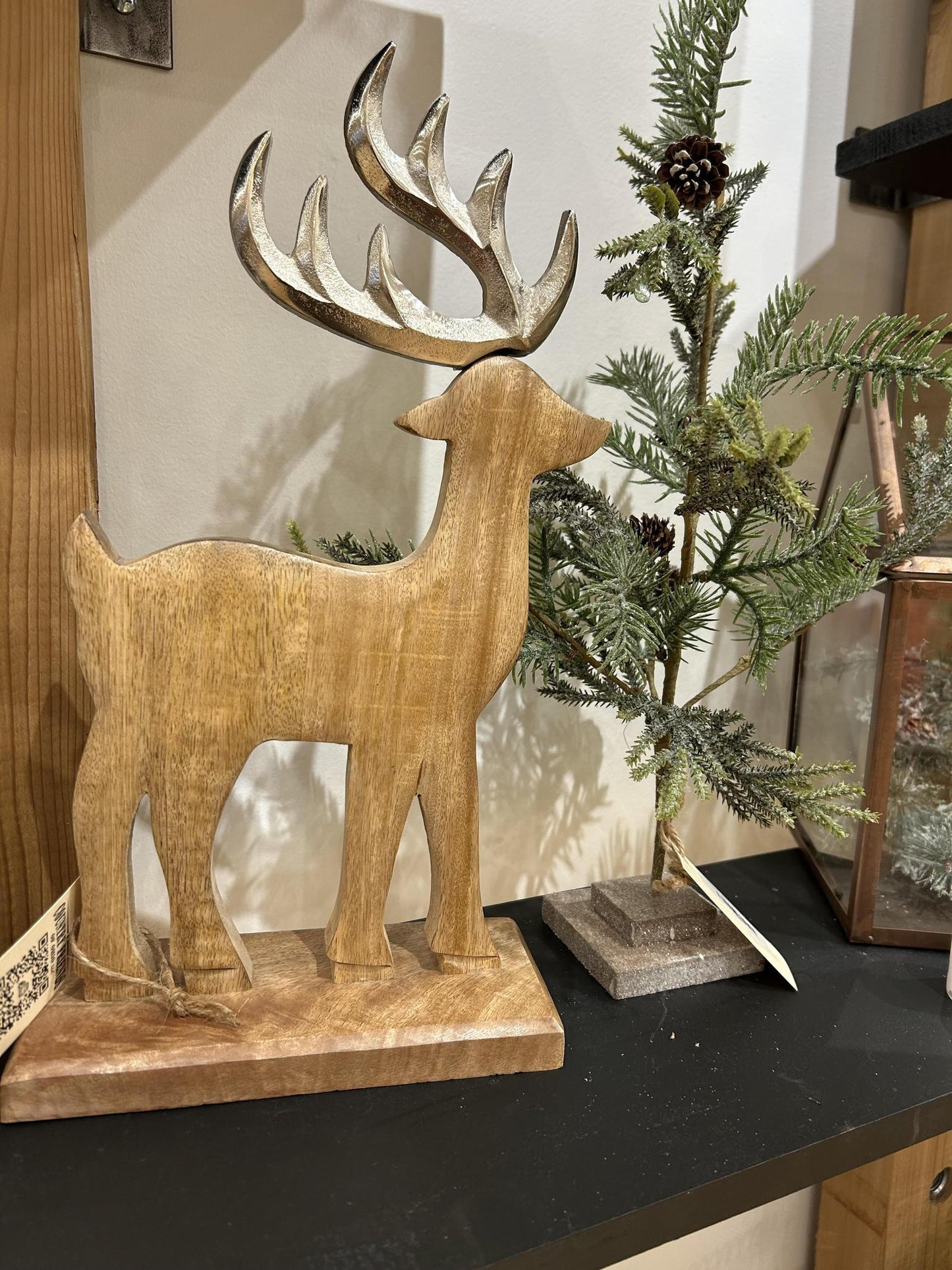 Wooden Reindeer With Nickel Antlers