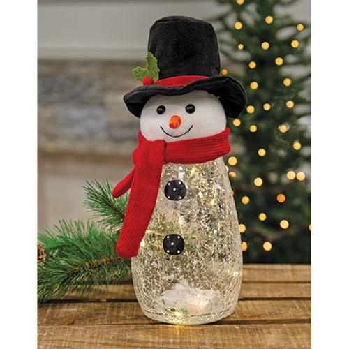 Light Up Crackle Glass Snowman