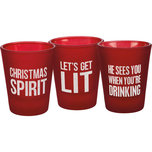 He See's You When You're Drinking Shot Glass Set Of 3