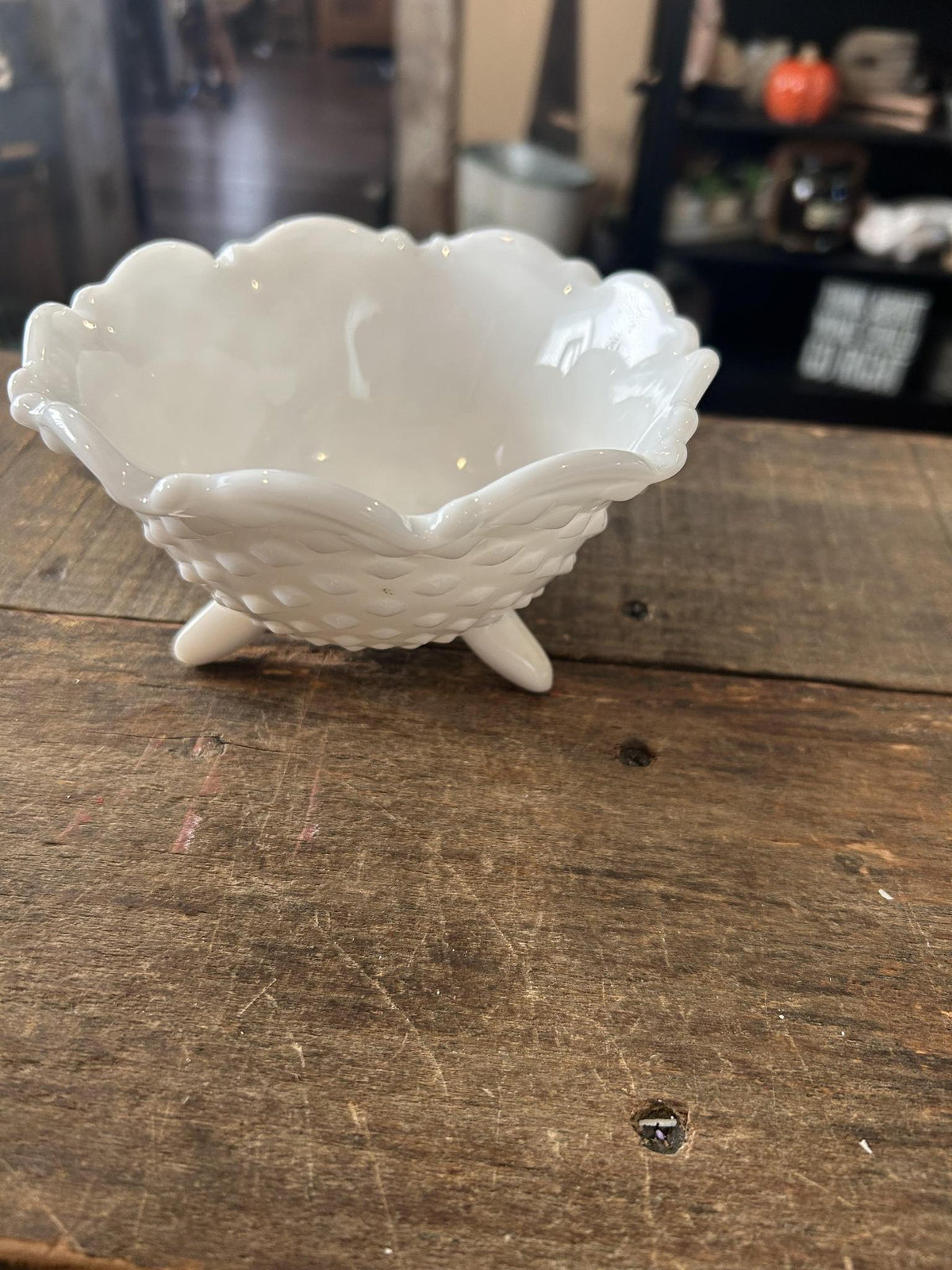 Hobnail Milk Glass Candy Dish