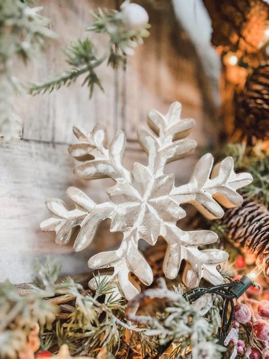 Whitewashed Wooden Snowflake