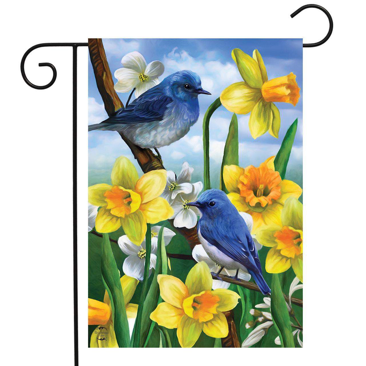 Garden Flag - Bluebirds and Daffodils