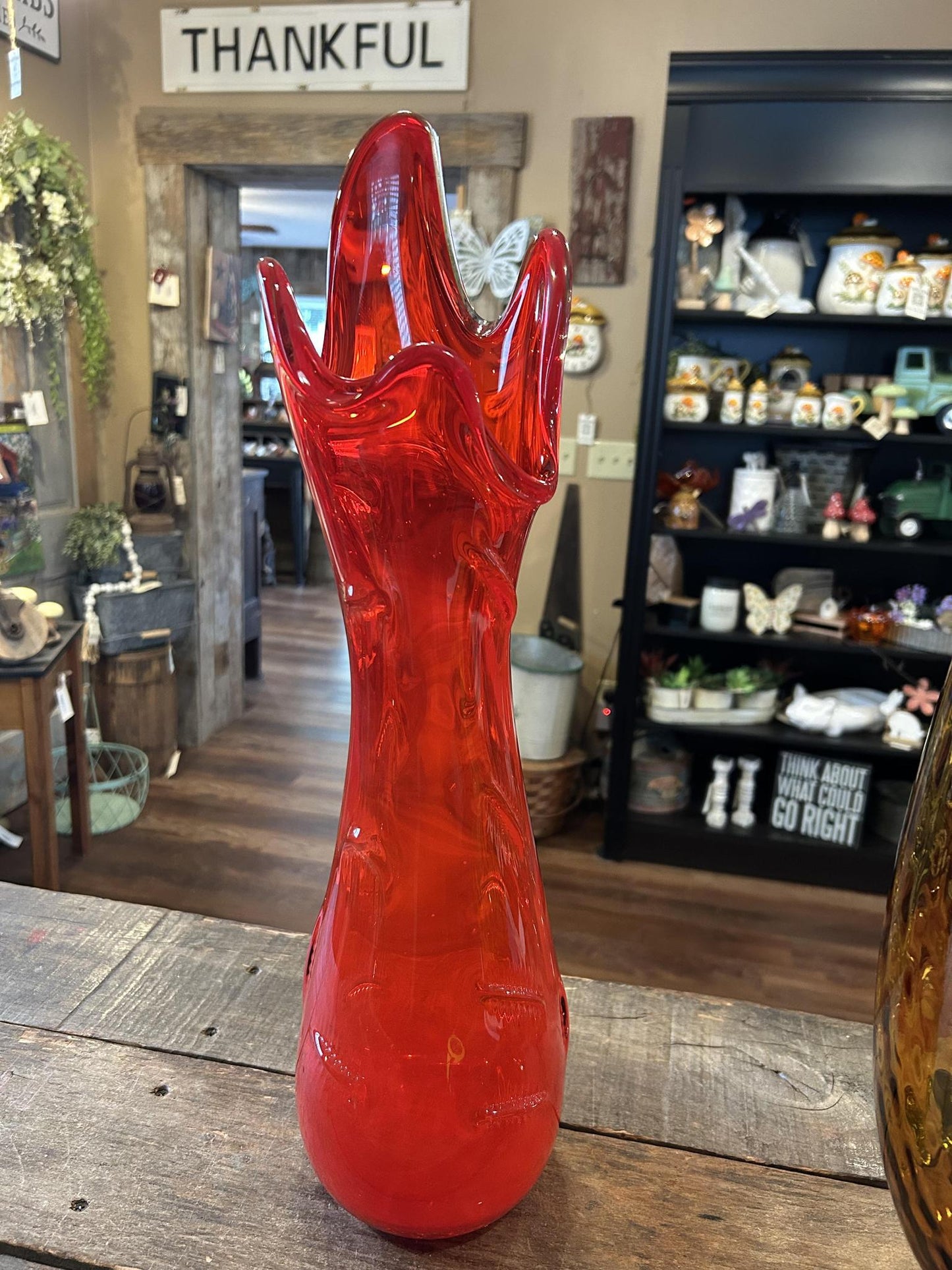Ruby Red Fat Bottom Swung Glass Vase L.E. Smith Glass Company