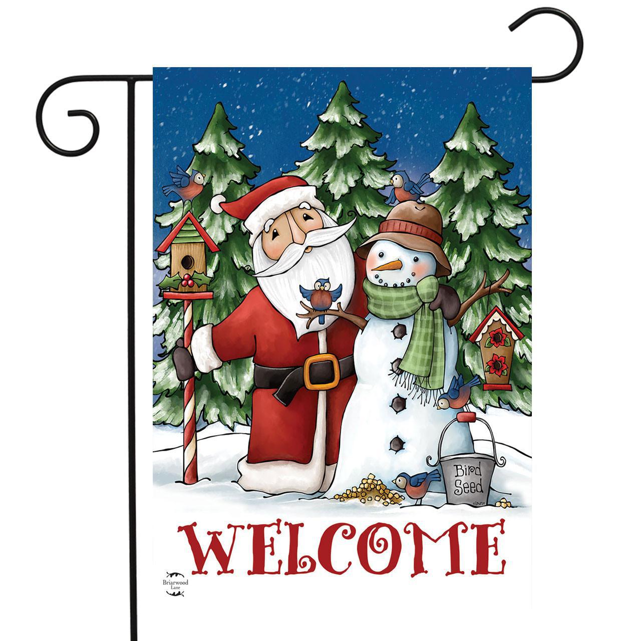 Garden Flag - Welcome Santa And Snowman