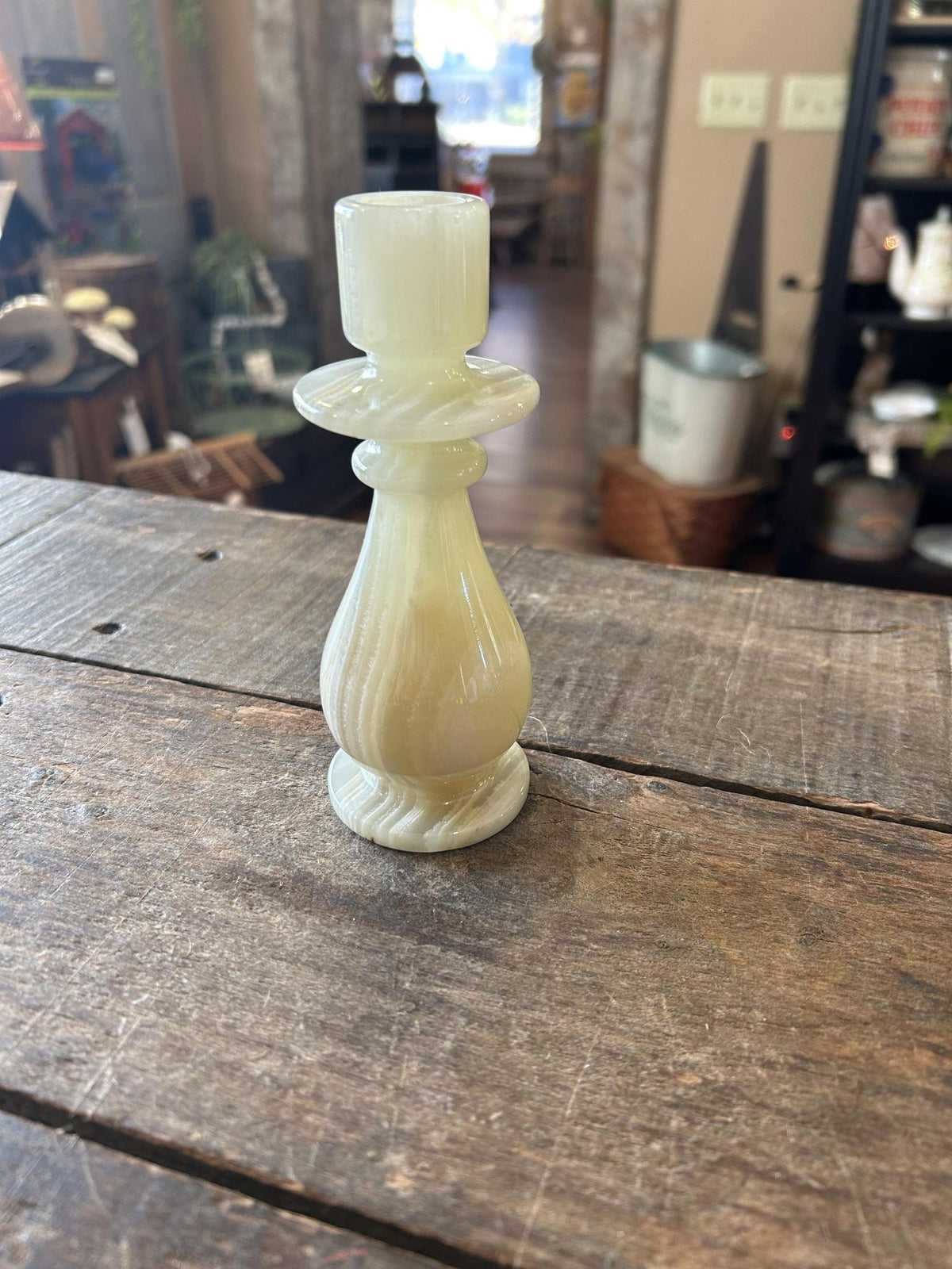 Vintage Hand-carved Natural Stone Taper Candlestick Holder