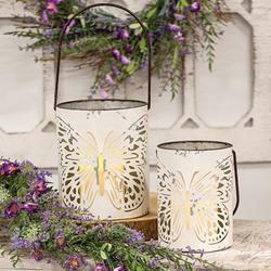 Small Butterfly Cutout White Metal Bucket