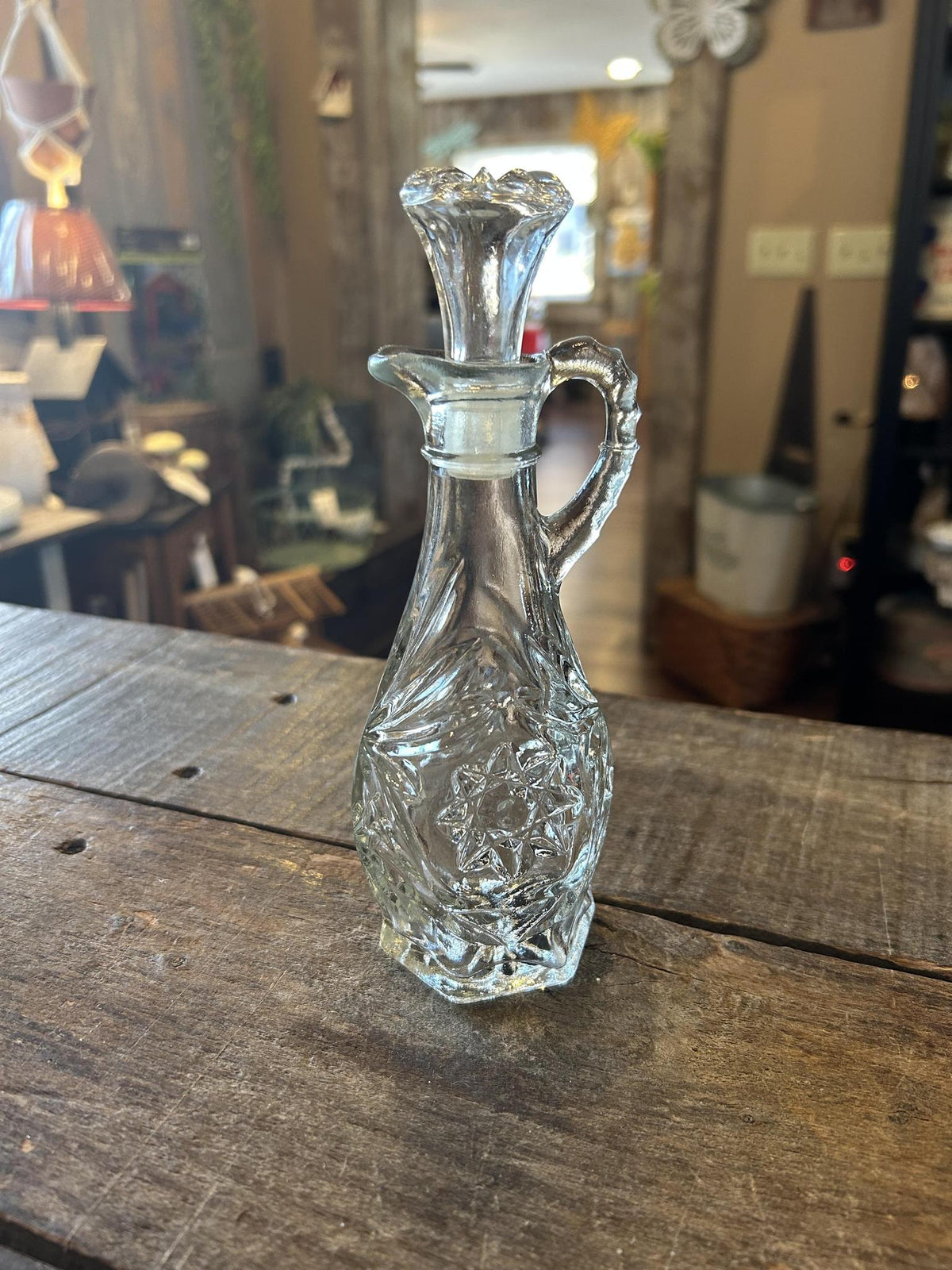 Vintage Anchor Hocking Star of David Vinegar Cruet
