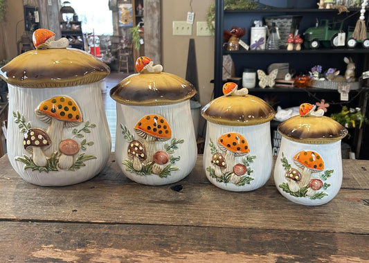 Sears and Roebuck Co. Merry Mushroom Set of 4 Canisters