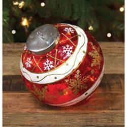Red Stripe & Snowflake Light Up Ball Ornament