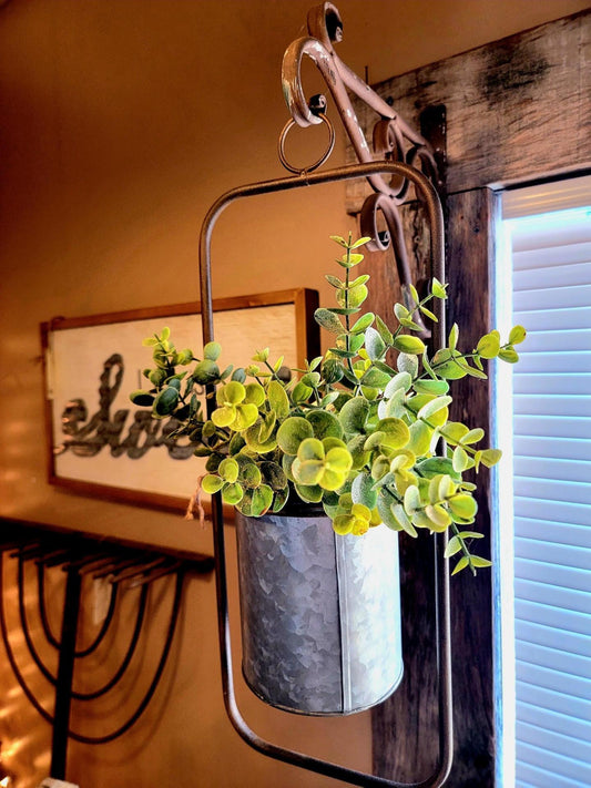 Tall Hanging Galvanized Flower Pot