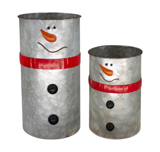 Large Galvanized Snowman Bucket