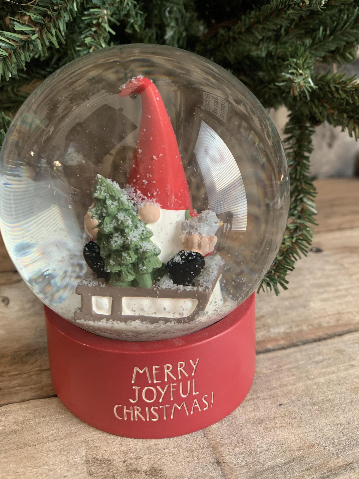 Merry Joyful Christmas Gnome Snow Globe