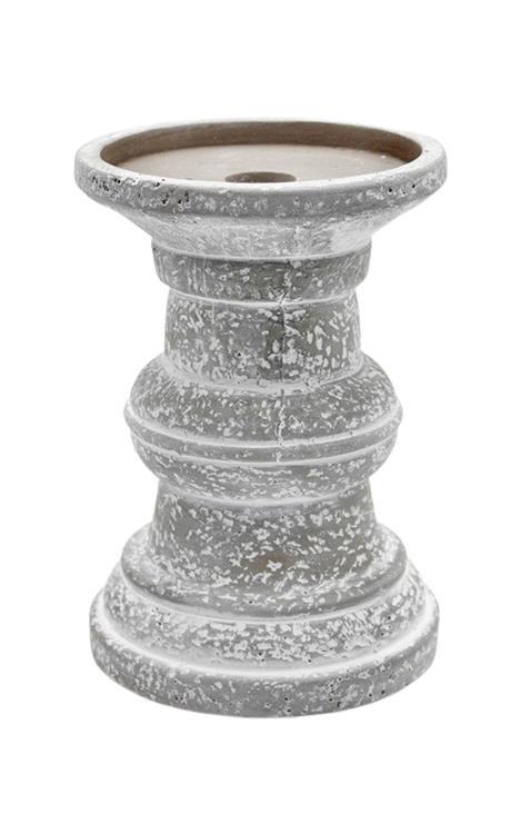 Large Gray Cement Pillar Candle Holder