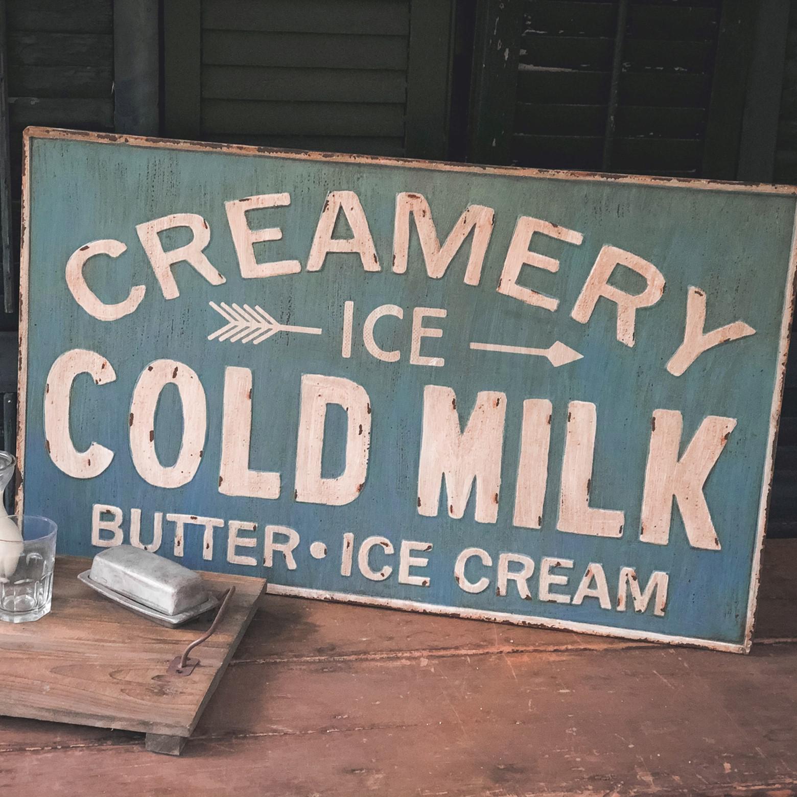 Creamery Ice Cold Milk Sign