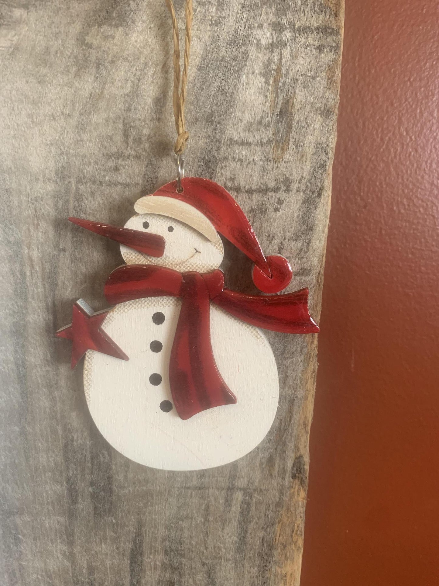 Red Scarf Snowman Ornament