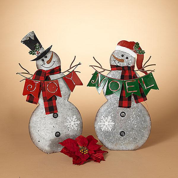 Metal Snowman With Garland