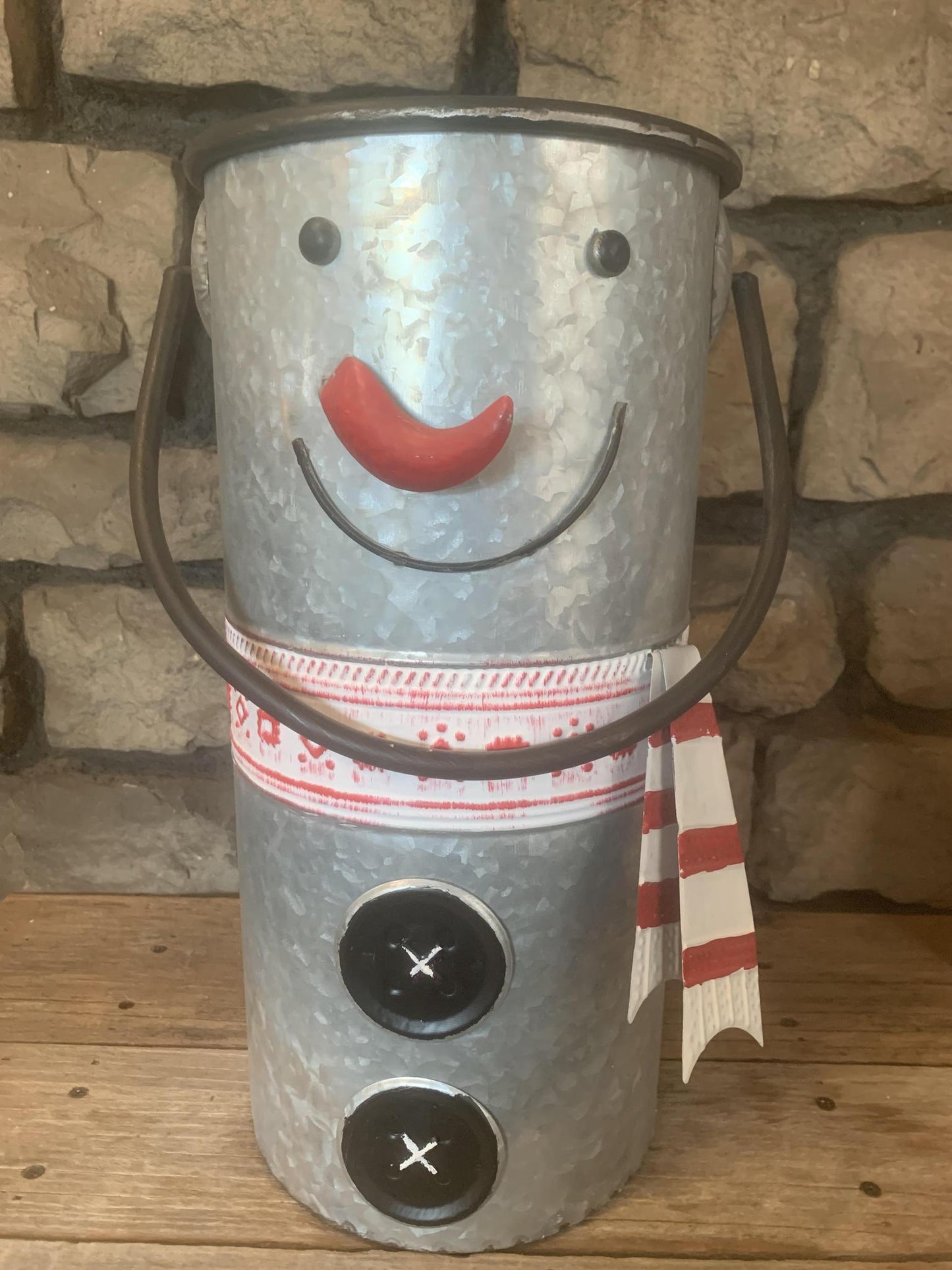 Small Galvanized Snowman Bucket