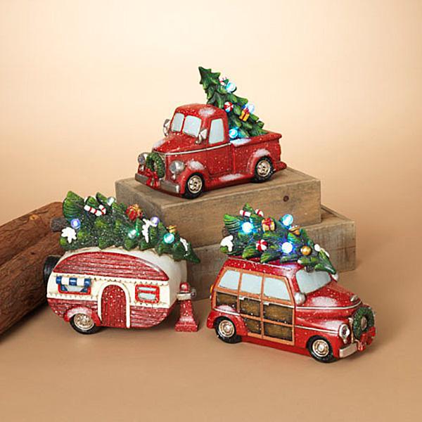 Lighted Resin Holiday Vehicles