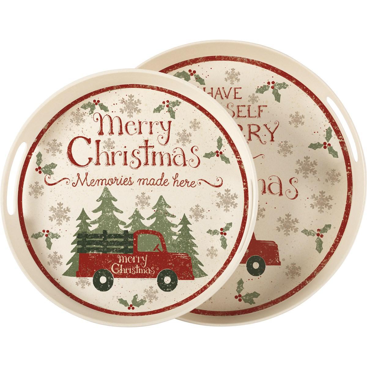 Small Red Truck & Tree Serving Tray