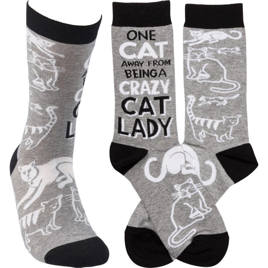 One Cat Away From Being The Crazy Cat Lady Socks