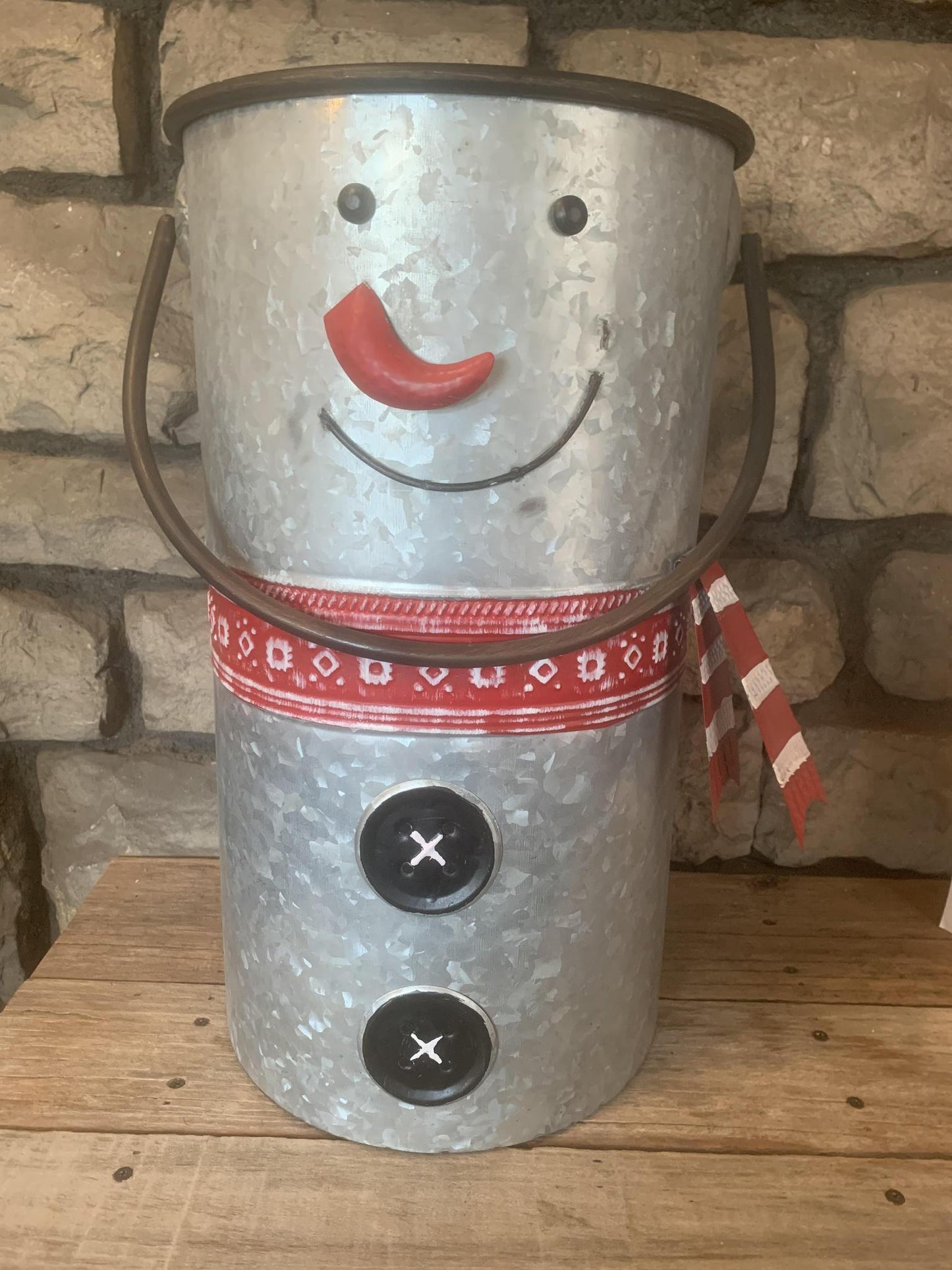 Large Galvanized Snowman Bucket