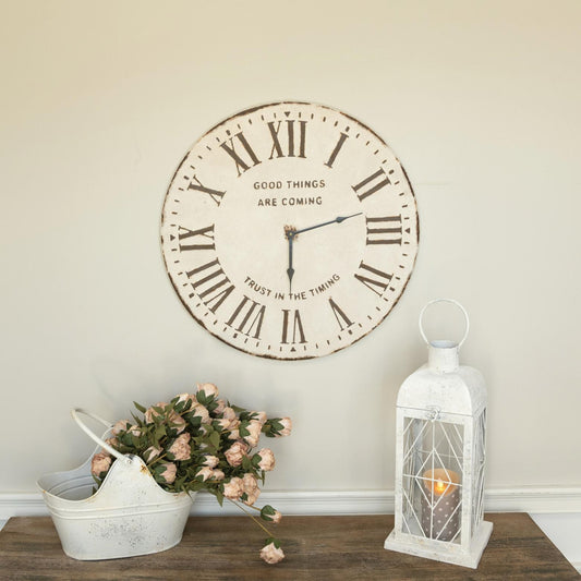 Aged White Metal Wall Clock