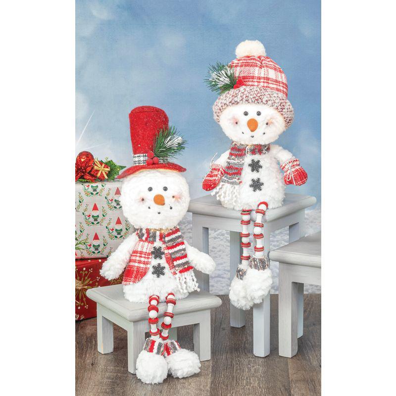 Jolly Crimson Bobble Snowman With Button Legs