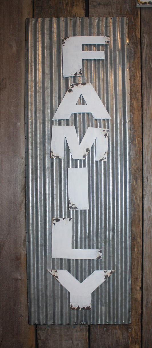 Corrugated Metal Family Sign