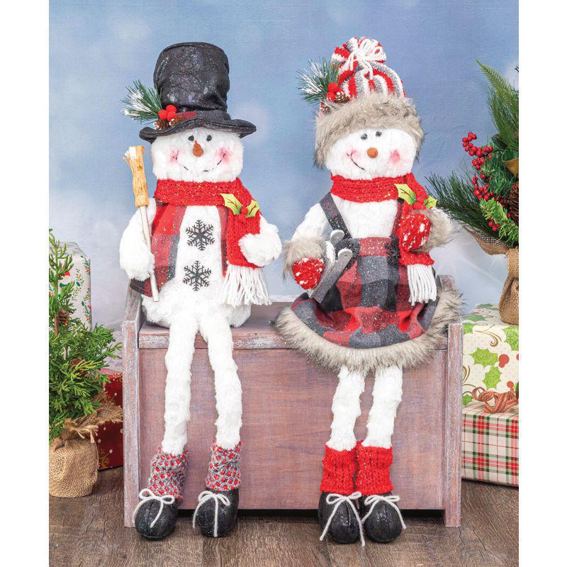 Holiday Plaid Snowman With Dangle Legs