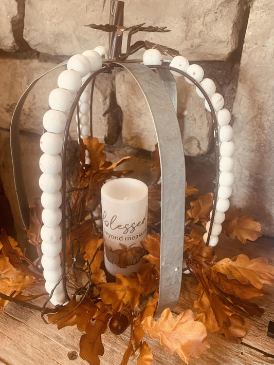 Tall Wood Bead Pumpkin